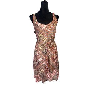 American Rag Womens Boho Print Sleeveless Dress With Tie Back Size L